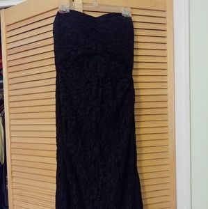 David's Bridal Black Lace Strapless Dress